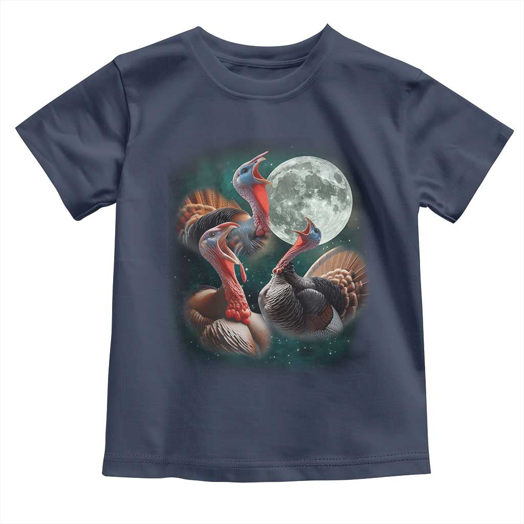 Funny Three Turkey Moon Toddler T Shirt Weird Cursed Thanksgiving Meme - Wonder Print Shop