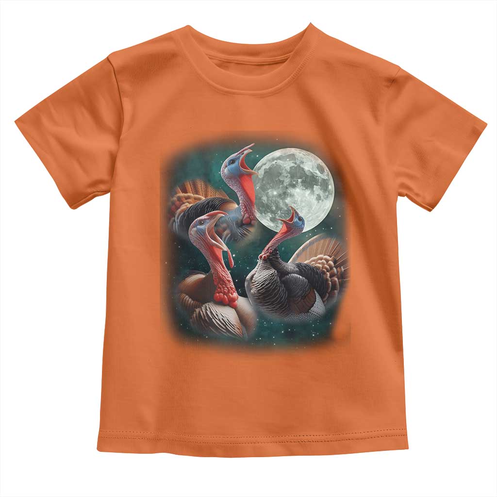 Funny Three Turkey Moon Toddler T Shirt Weird Cursed Thanksgiving Meme - Wonder Print Shop