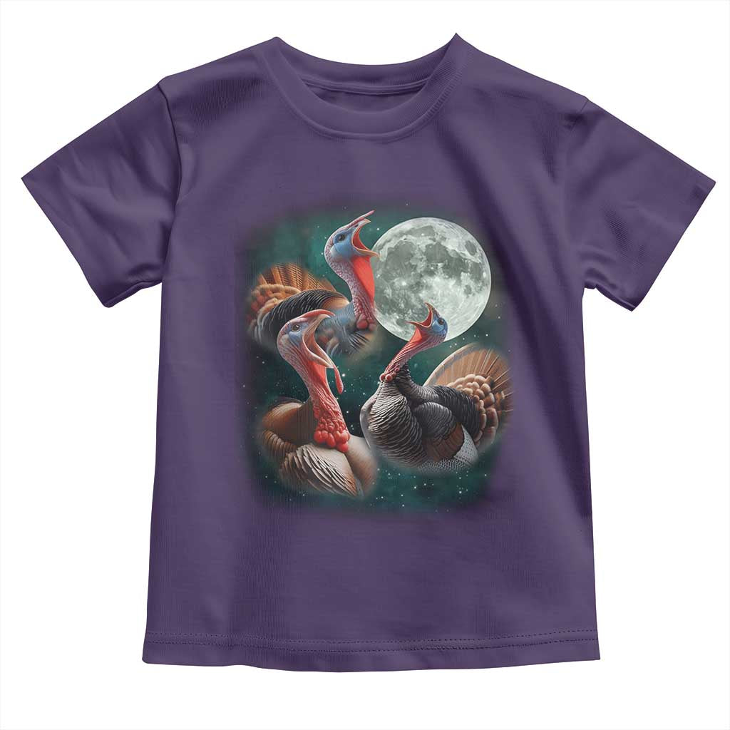 Funny Three Turkey Moon Toddler T Shirt Weird Cursed Thanksgiving Meme - Wonder Print Shop
