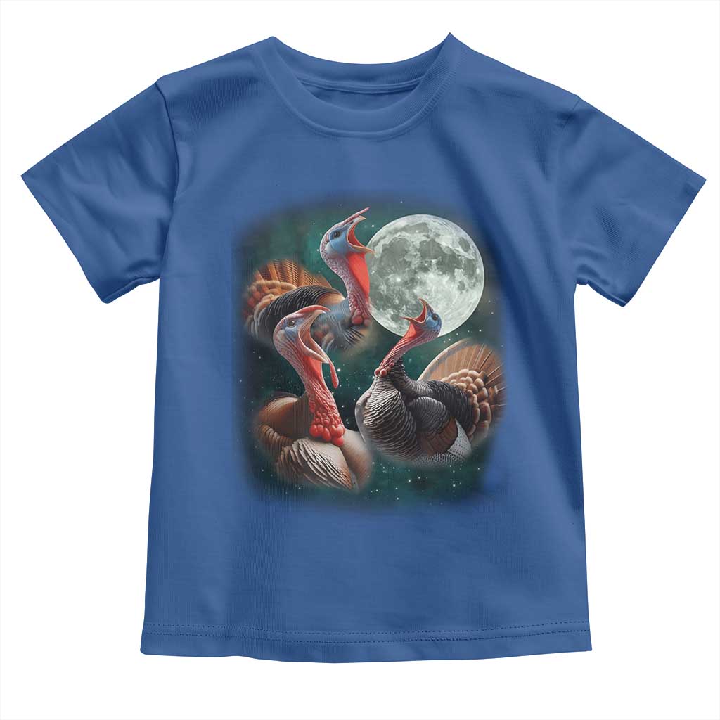 Funny Three Turkey Moon Toddler T Shirt Weird Cursed Thanksgiving Meme - Wonder Print Shop