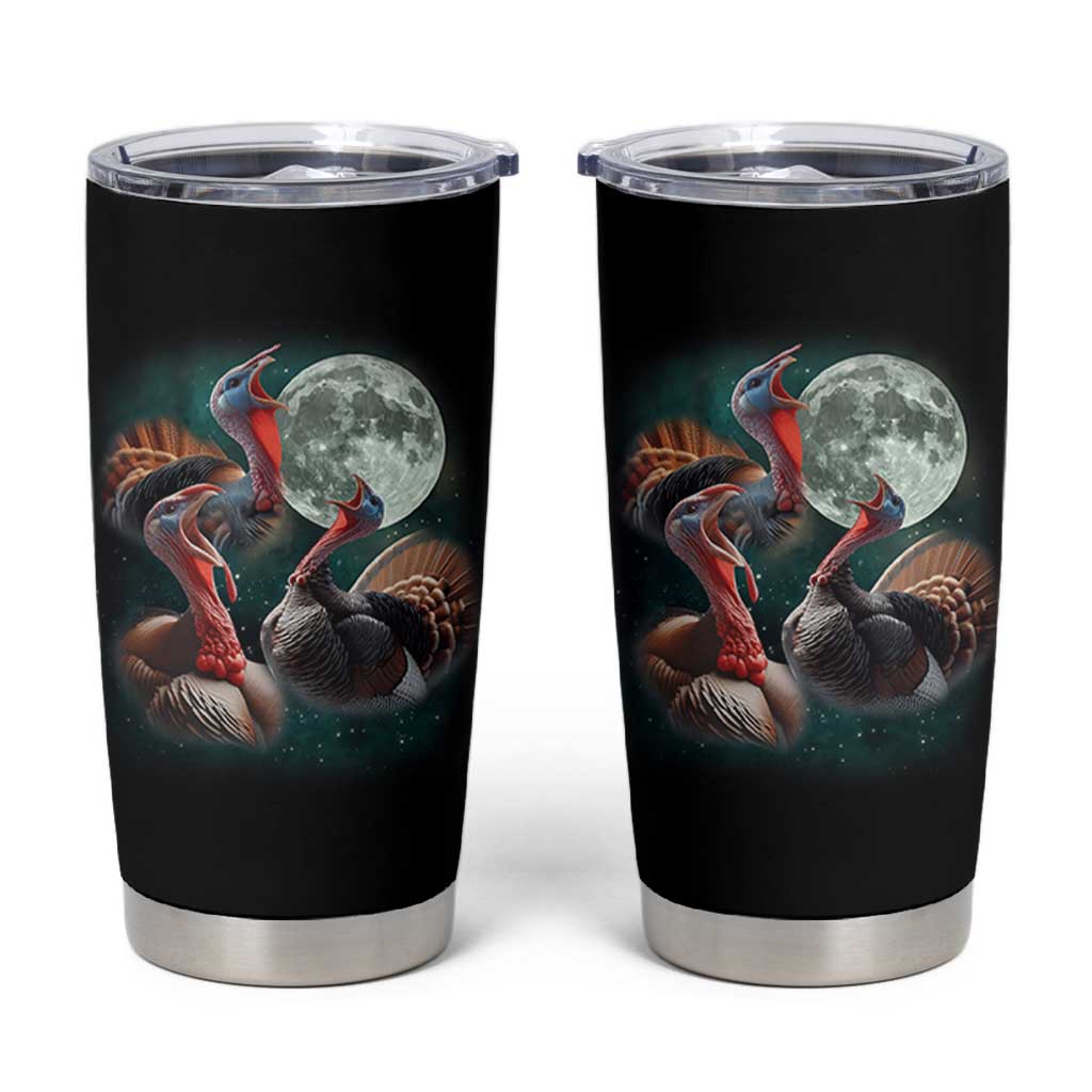Funny Three Turkey Moon Tumbler Cup Weird Cursed Thanksgiving Meme - Wonder Print Shop