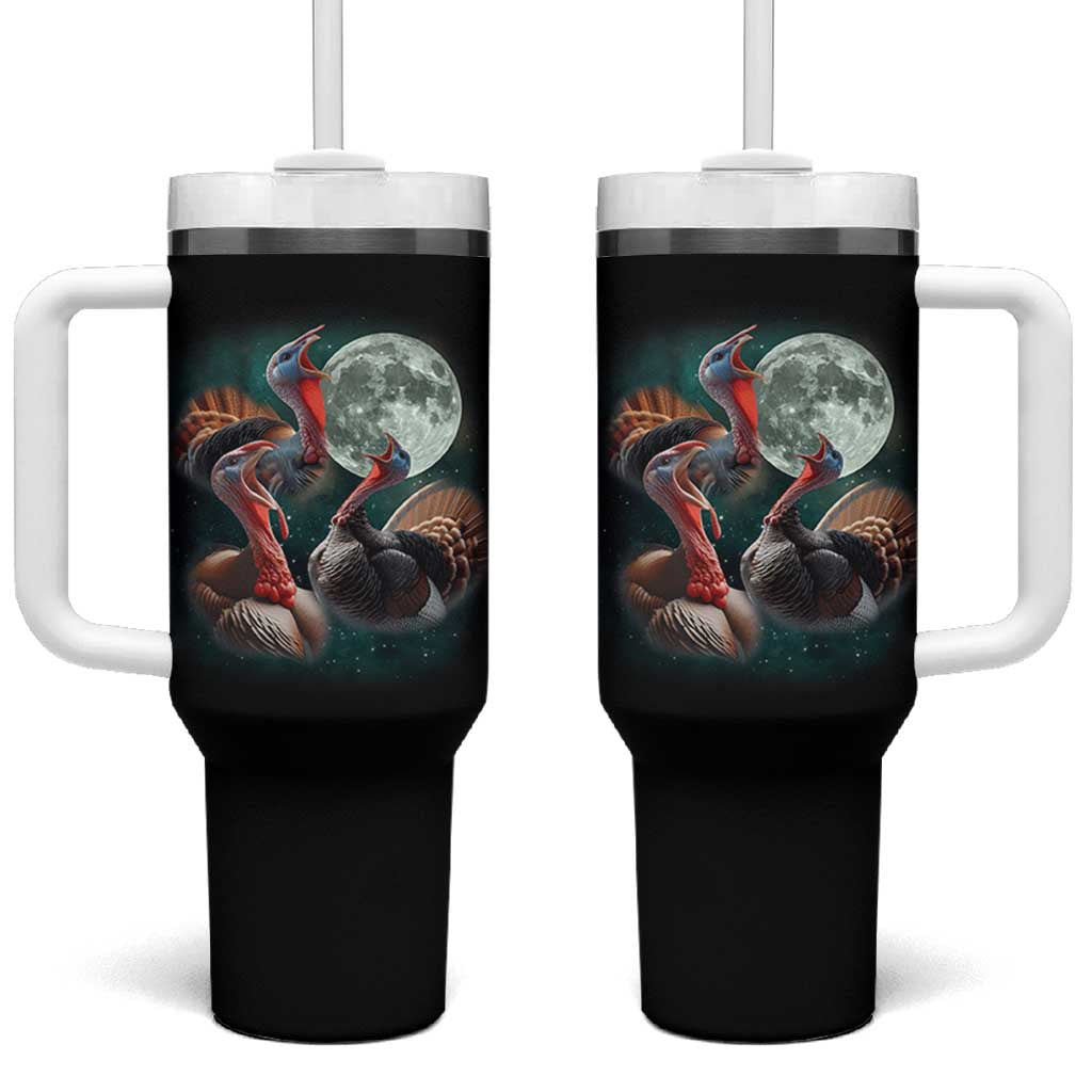 Funny Three Turkey Moon Tumbler With Handle Weird Cursed Thanksgiving Meme - Wonder Print Shop