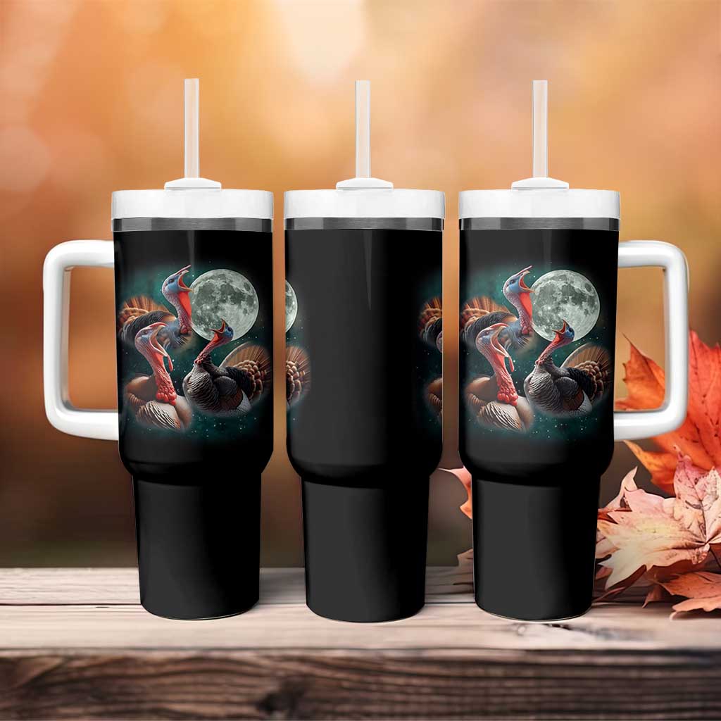 Funny Three Turkey Moon Tumbler With Handle Weird Cursed Thanksgiving Meme - Wonder Print Shop
