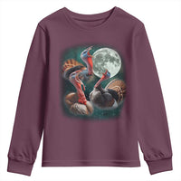 Funny Three Turkey Moon Youth Sweatshirt Weird Cursed Thanksgiving Meme - Wonder Print Shop