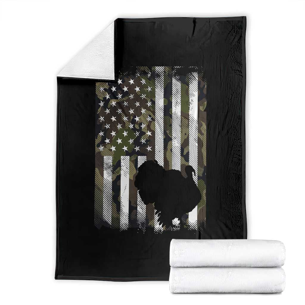 Turkey Hunting Camo US American Flag Thanksgiving Throw Blanket - Wonder Print Shop