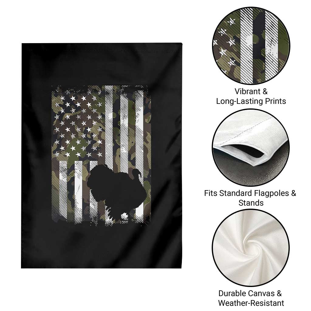 Turkey Hunting Camo US American Flag Thanksgiving Garden Flag - Wonder Print Shop