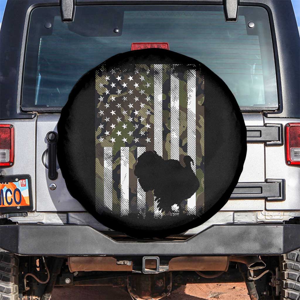 Turkey Hunting Camo US American Flag Thanksgiving Spare Tire Cover - Wonder Print Shop