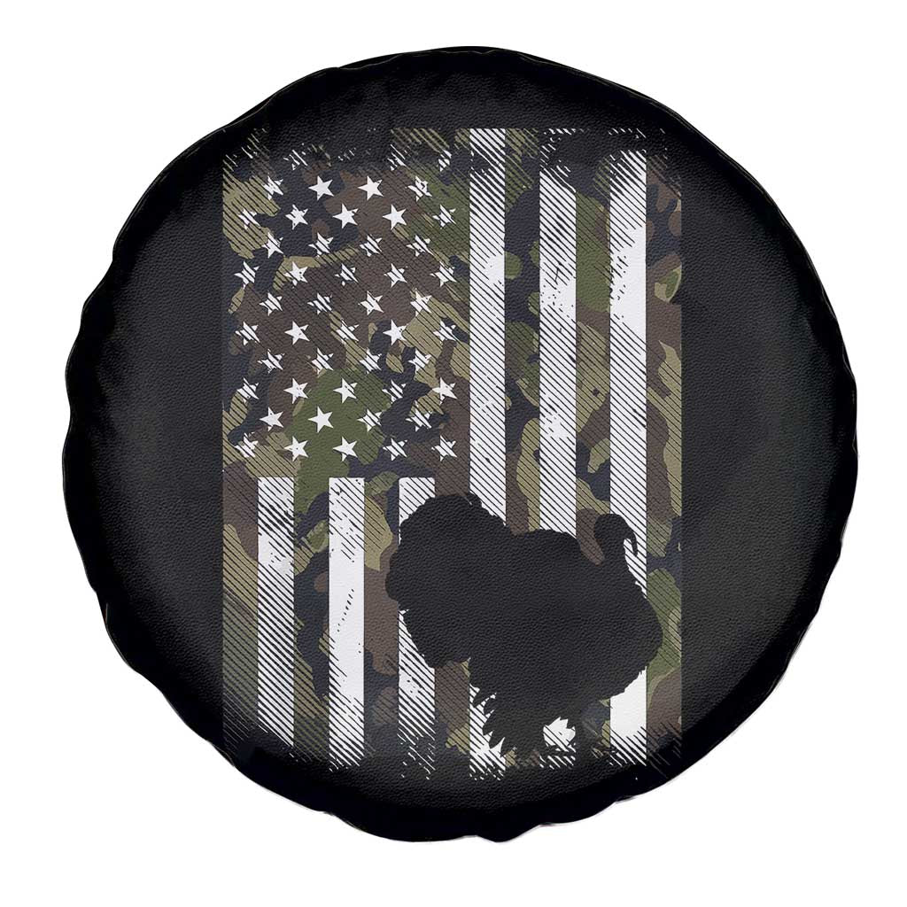 Turkey Hunting Camo US American Flag Thanksgiving Spare Tire Cover - Wonder Print Shop