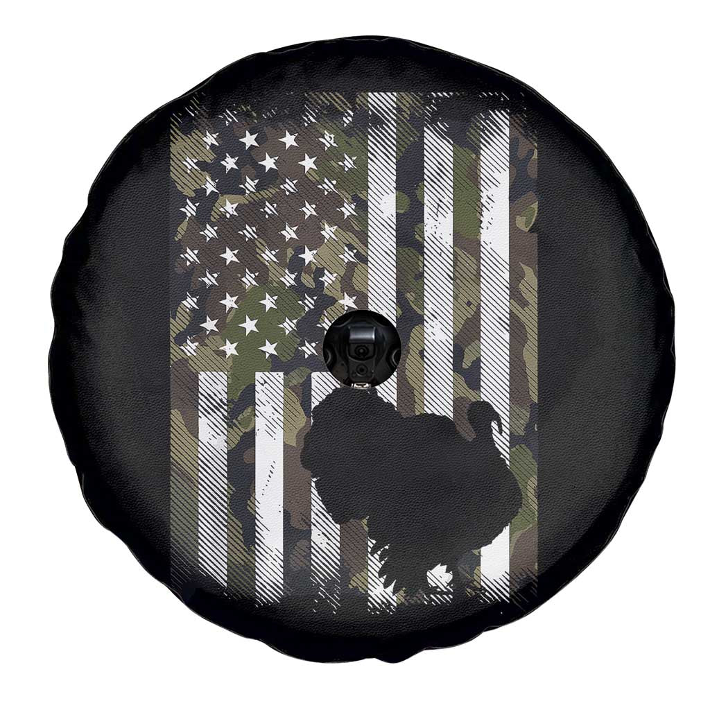 Turkey Hunting Camo US American Flag Thanksgiving Spare Tire Cover - Wonder Print Shop