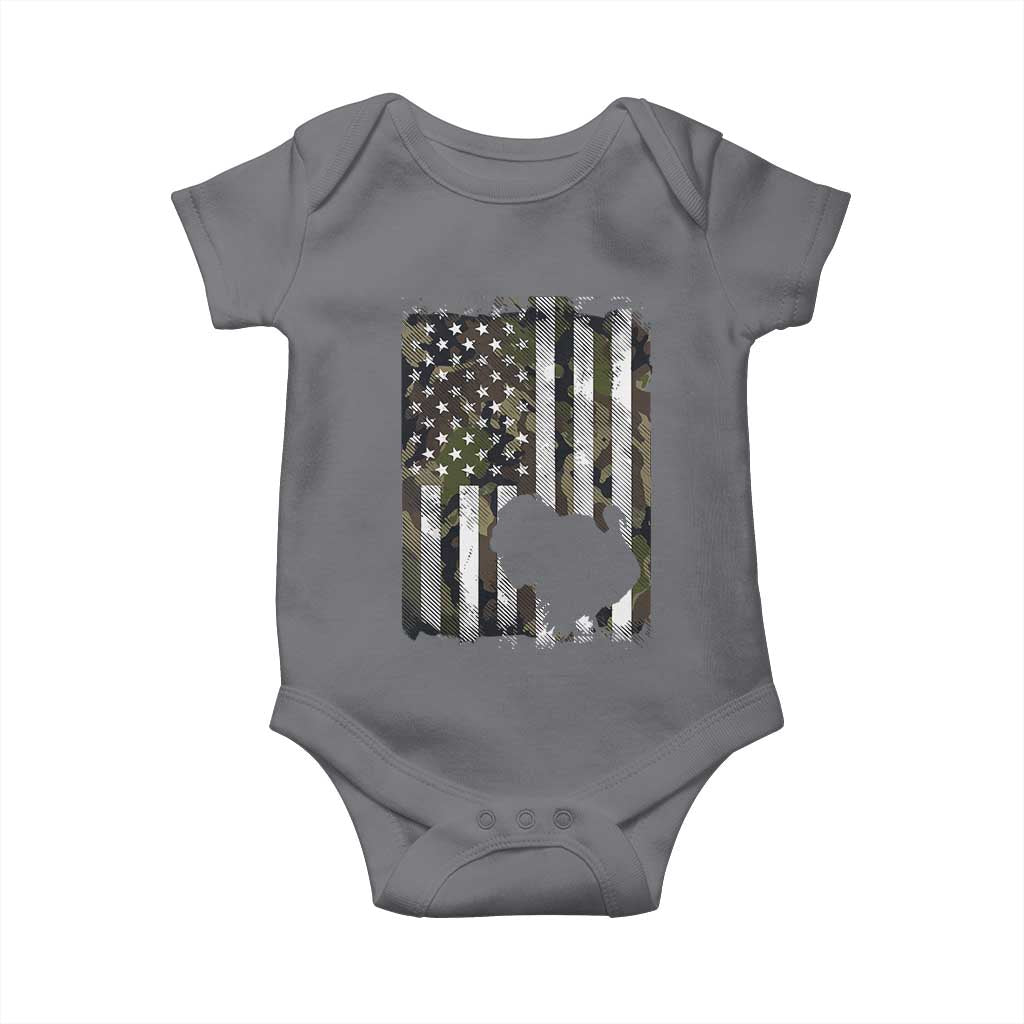 Turkey Hunting Camo US American Flag Thanksgiving Baby Onesie - Wonder Print Shop