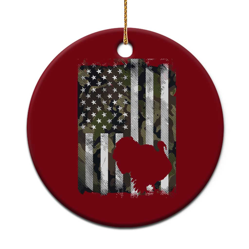 Turkey Hunting Camo US American Flag Thanksgiving Ceramic Ornament - Wonder Print Shop