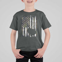 Turkey Hunting Camo US American Flag Thanksgiving T Shirt For Kid - Wonder Print Shop