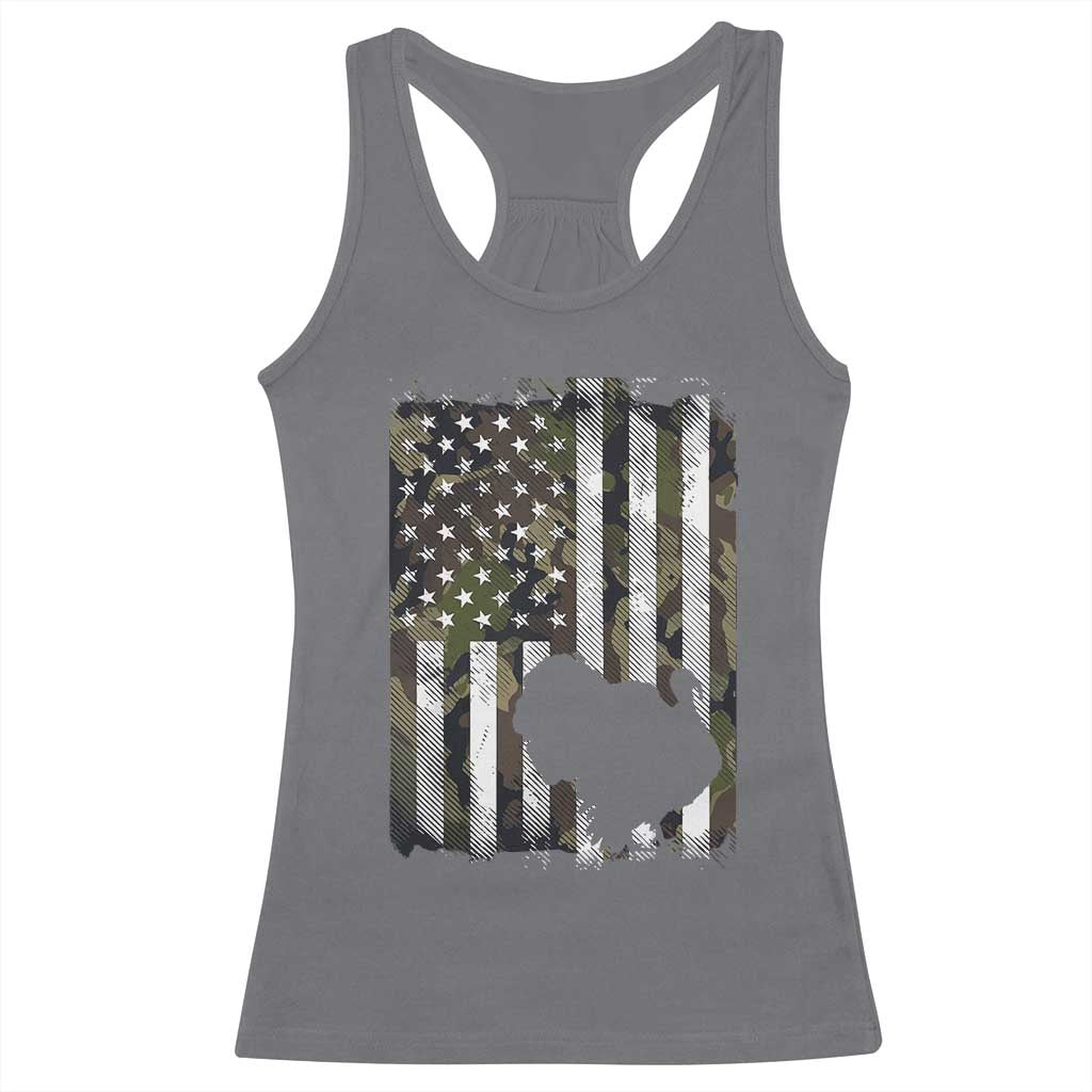 Turkey Hunting Camo US American Flag Thanksgiving Racerback Tank Top - Wonder Print Shop
