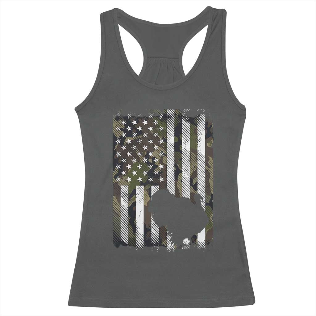 Turkey Hunting Camo US American Flag Thanksgiving Racerback Tank Top - Wonder Print Shop