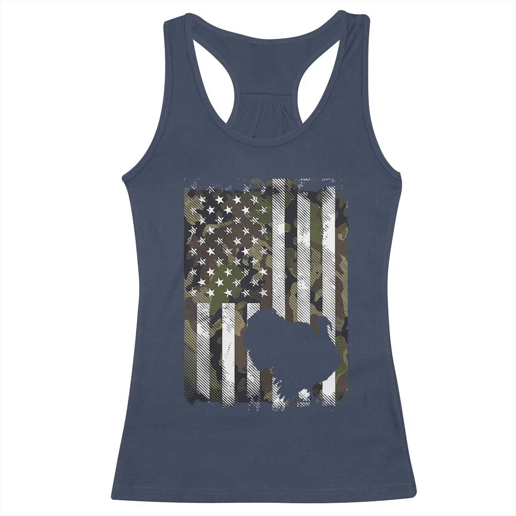 Turkey Hunting Camo US American Flag Thanksgiving Racerback Tank Top - Wonder Print Shop