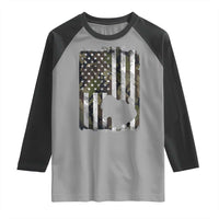 Turkey Hunting Camo US American Flag Thanksgiving Raglan Shirt - Wonder Print Shop