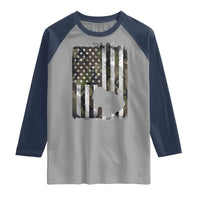 Turkey Hunting Camo US American Flag Thanksgiving Raglan Shirt - Wonder Print Shop