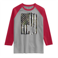 Turkey Hunting Camo US American Flag Thanksgiving Raglan Shirt - Wonder Print Shop