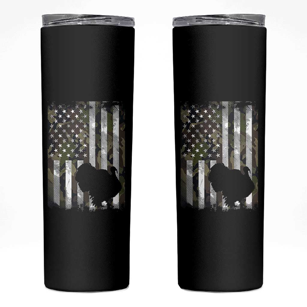 Turkey Hunting Camo US American Flag Thanksgiving Skinny Tumbler - Wonder Print Shop