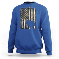 Turkey Hunting Camo US American Flag Thanksgiving Sweatshirt - Wonder Print Shop