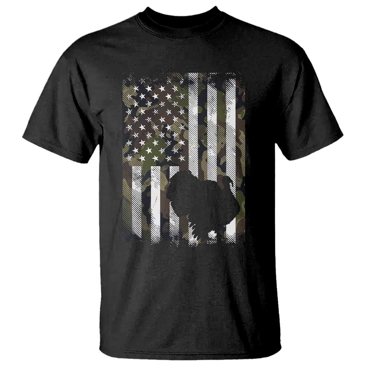Turkey Hunting Camo US American Flag Thanksgiving T Shirt - Wonder Print Shop