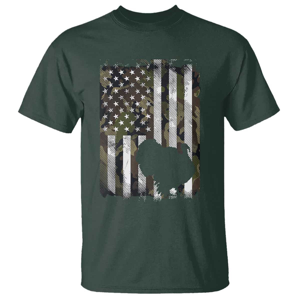 Turkey Hunting Camo US American Flag Thanksgiving T Shirt - Wonder Print Shop