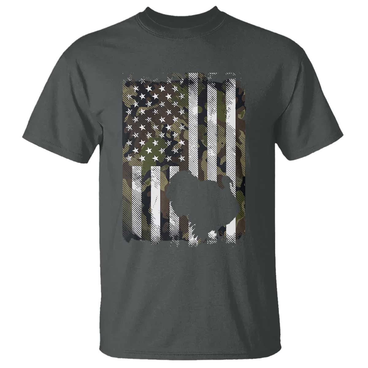 Turkey Hunting Camo US American Flag Thanksgiving T Shirt - Wonder Print Shop