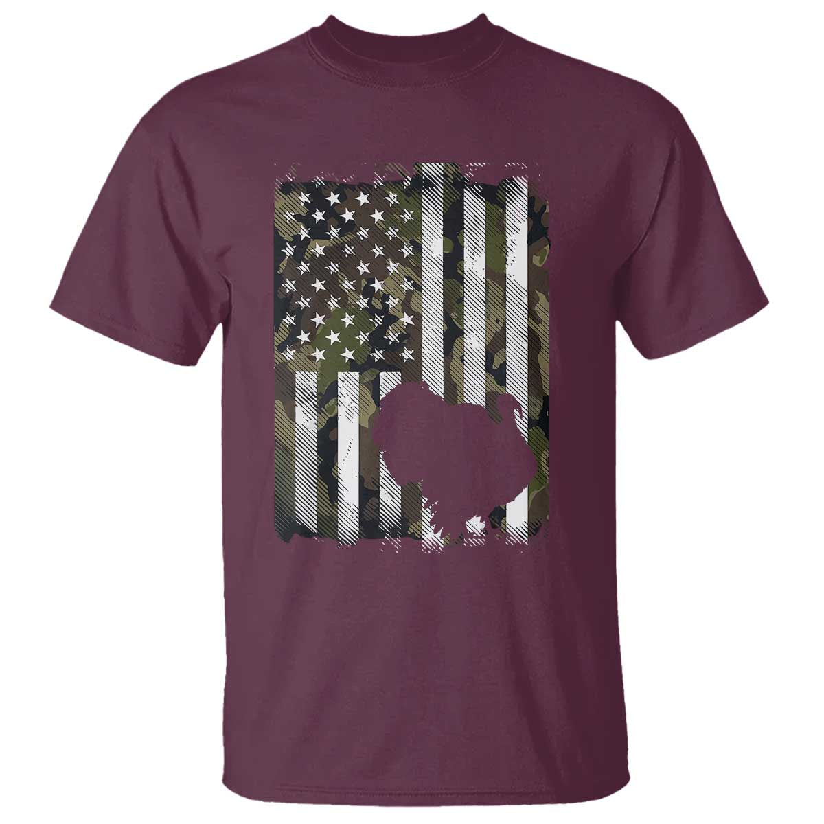 Turkey Hunting Camo US American Flag Thanksgiving T Shirt - Wonder Print Shop