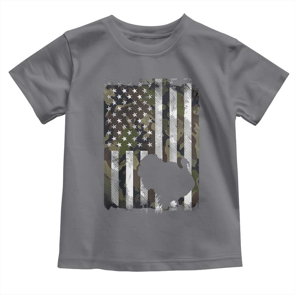 Turkey Hunting Camo US American Flag Thanksgiving Toddler T Shirt - Wonder Print Shop