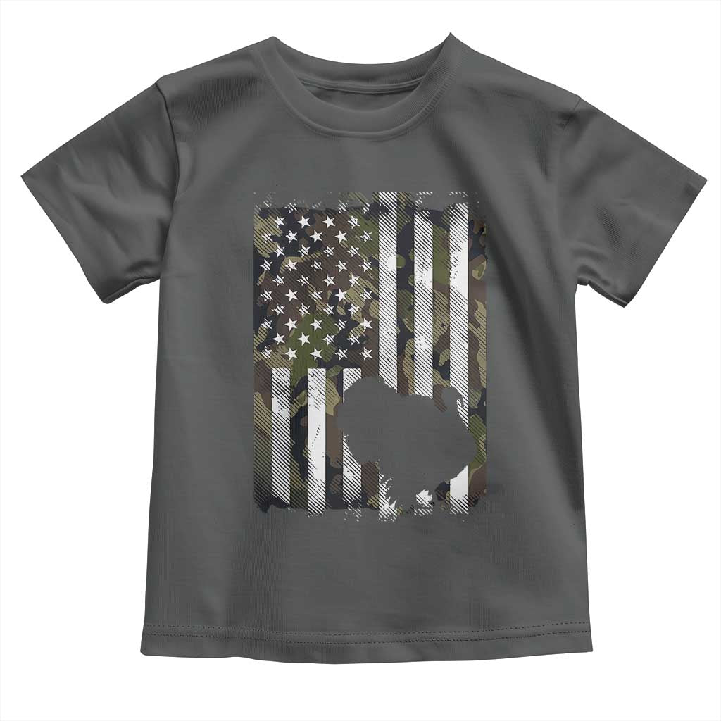 Turkey Hunting Camo US American Flag Thanksgiving Toddler T Shirt - Wonder Print Shop