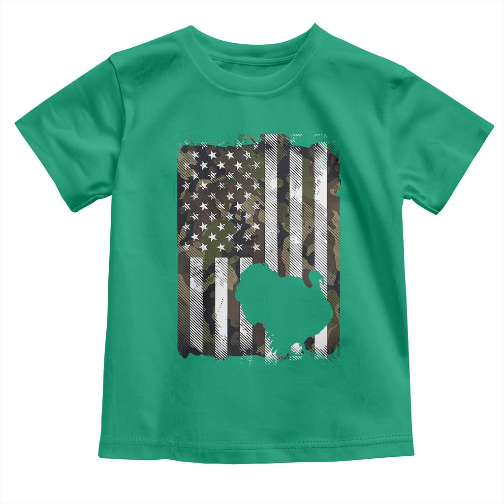 Turkey Hunting Camo US American Flag Thanksgiving Toddler T Shirt - Wonder Print Shop