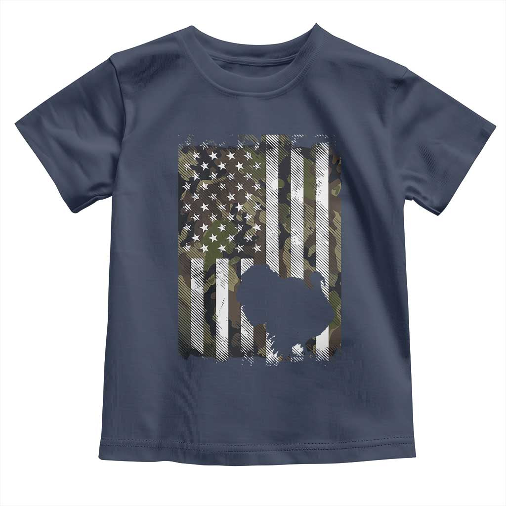 Turkey Hunting Camo US American Flag Thanksgiving Toddler T Shirt - Wonder Print Shop