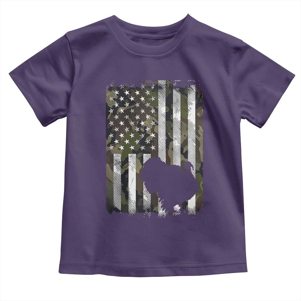 Turkey Hunting Camo US American Flag Thanksgiving Toddler T Shirt - Wonder Print Shop