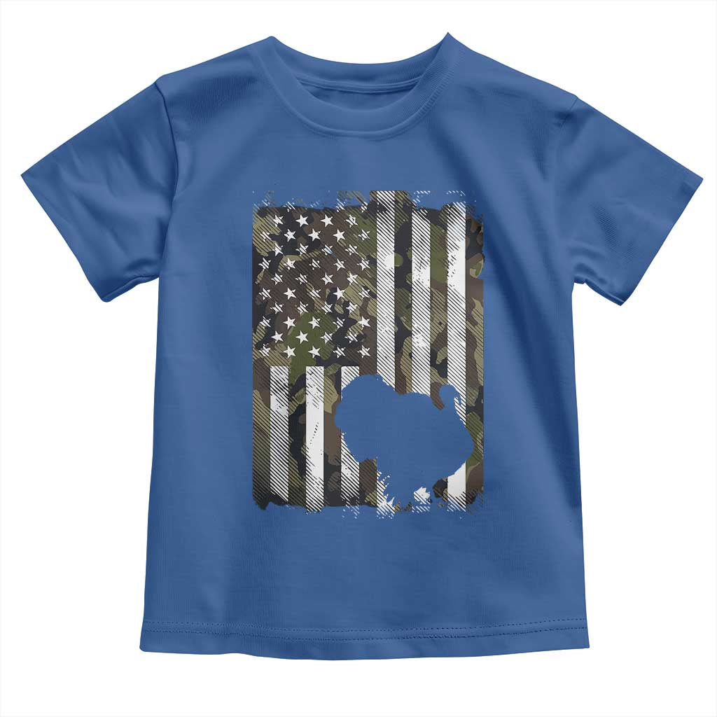 Turkey Hunting Camo US American Flag Thanksgiving Toddler T Shirt - Wonder Print Shop