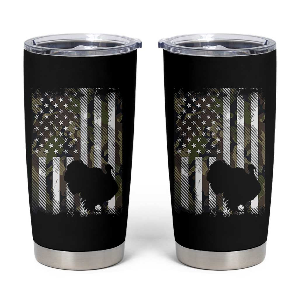 Turkey Hunting Camo US American Flag Thanksgiving Tumbler Cup - Wonder Print Shop