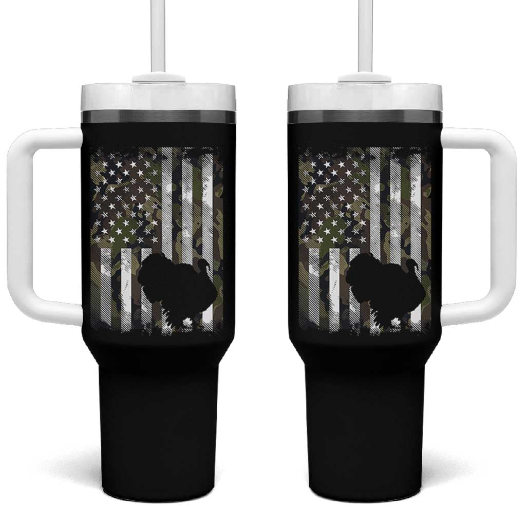 Turkey Hunting Camo US American Flag Thanksgiving Tumbler With Handle - Wonder Print Shop
