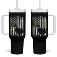 Turkey Hunting Camo US American Flag Thanksgiving Tumbler With Handle - Wonder Print Shop