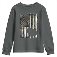Turkey Hunting Camo US American Flag Thanksgiving Youth Sweatshirt - Wonder Print Shop