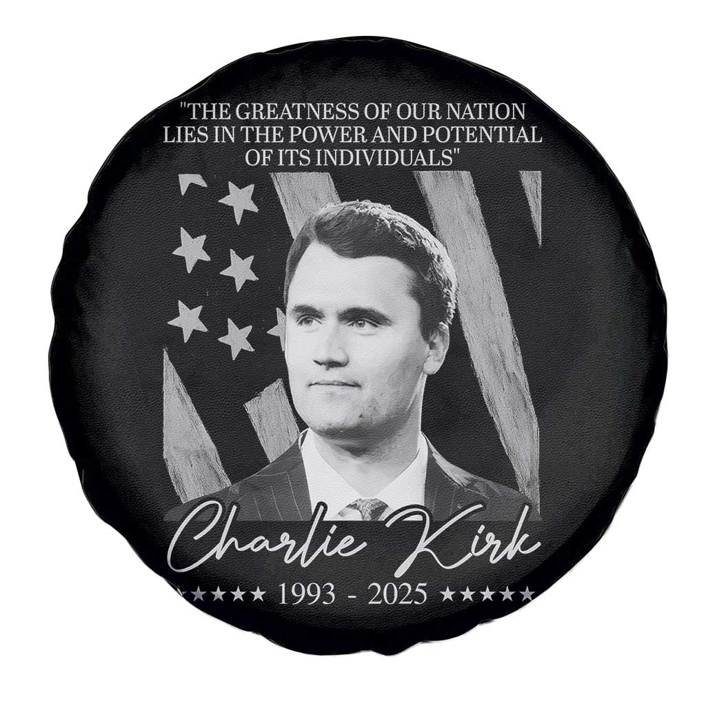 Charlie Kirk Spare Tire Cover The Greatness Of Our Nation Lies In The Power And Potential Of Its Individuals - Wonder Print Shop
