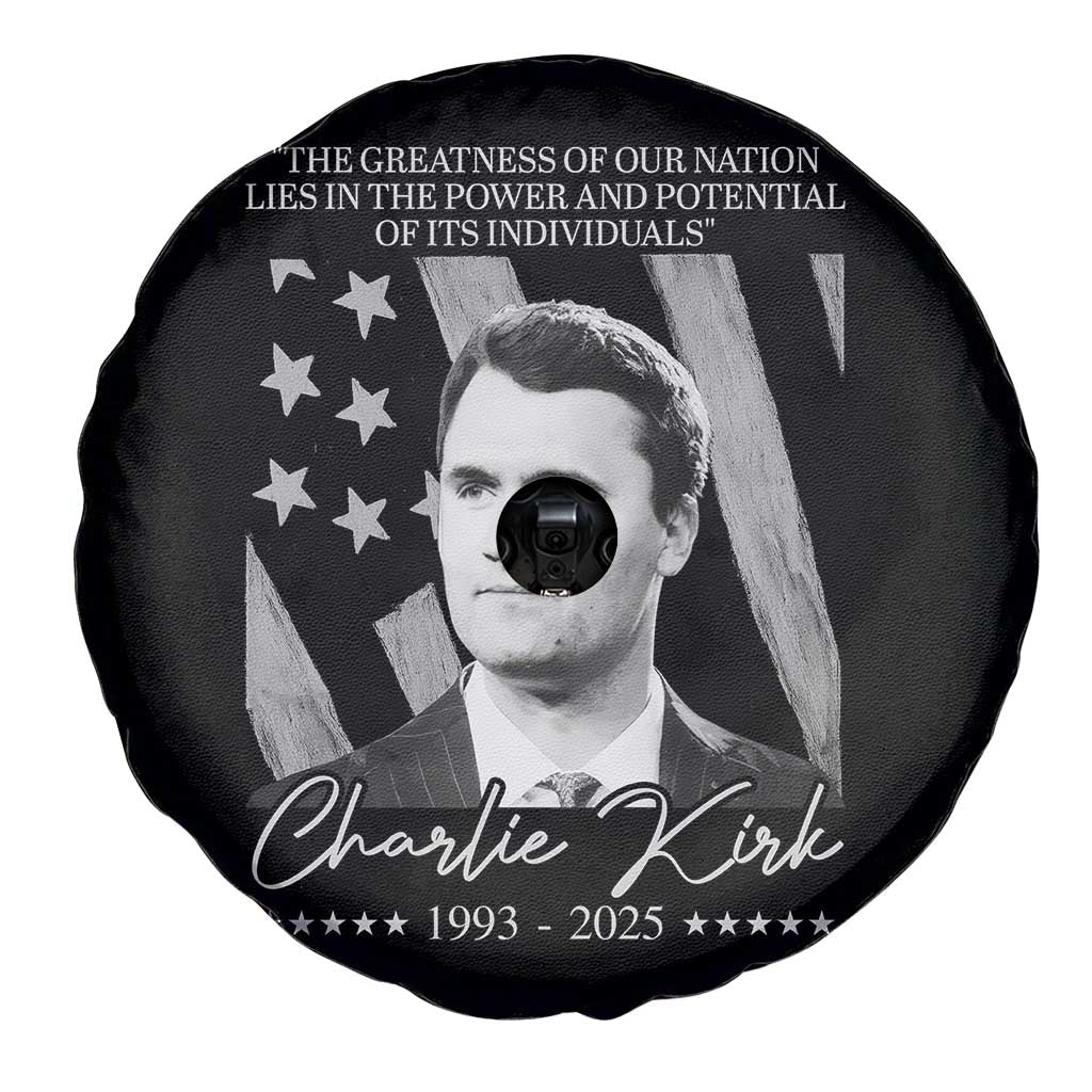 Charlie Kirk Spare Tire Cover The Greatness Of Our Nation Lies In The Power And Potential Of Its Individuals - Wonder Print Shop
