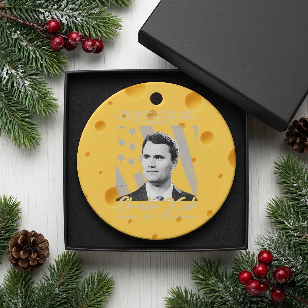 Charlie Kirk Ceramic Ornament The Greatness Of Our Nation Lies In The Power And Potential Of Its Individuals - Wonder Print Shop