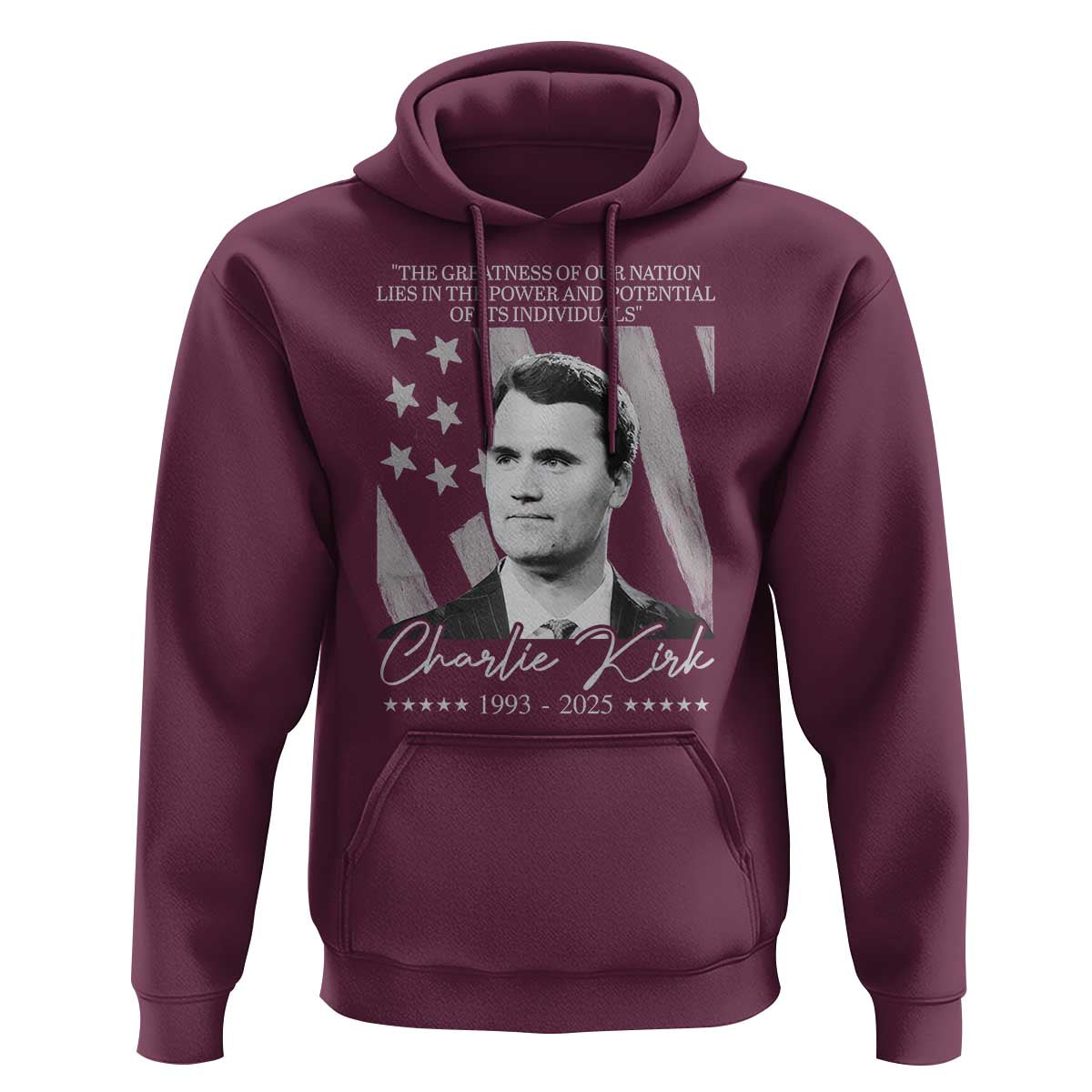 Charlie Kirk Hoodie The Greatness Of Our Nation Lies In The Power And Potential Of Its Individuals - Wonder Print Shop