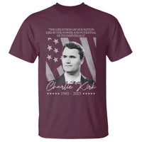 Charlie Kirk T Shirt The Greatness Of Our Nation Lies In The Power And Potential Of Its Individuals - Wonder Print Shop