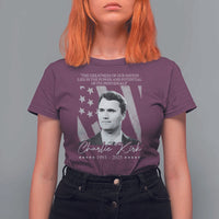 Charlie Kirk T Shirt For Women The Greatness Of Our Nation Lies In The Power And Potential Of Its Individuals - Wonder Print Shop