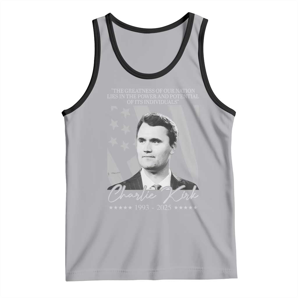 Charlie Kirk Tank Top The Greatness Of Our Nation Lies In The Power And Potential Of Its Individuals - Wonder Print Shop