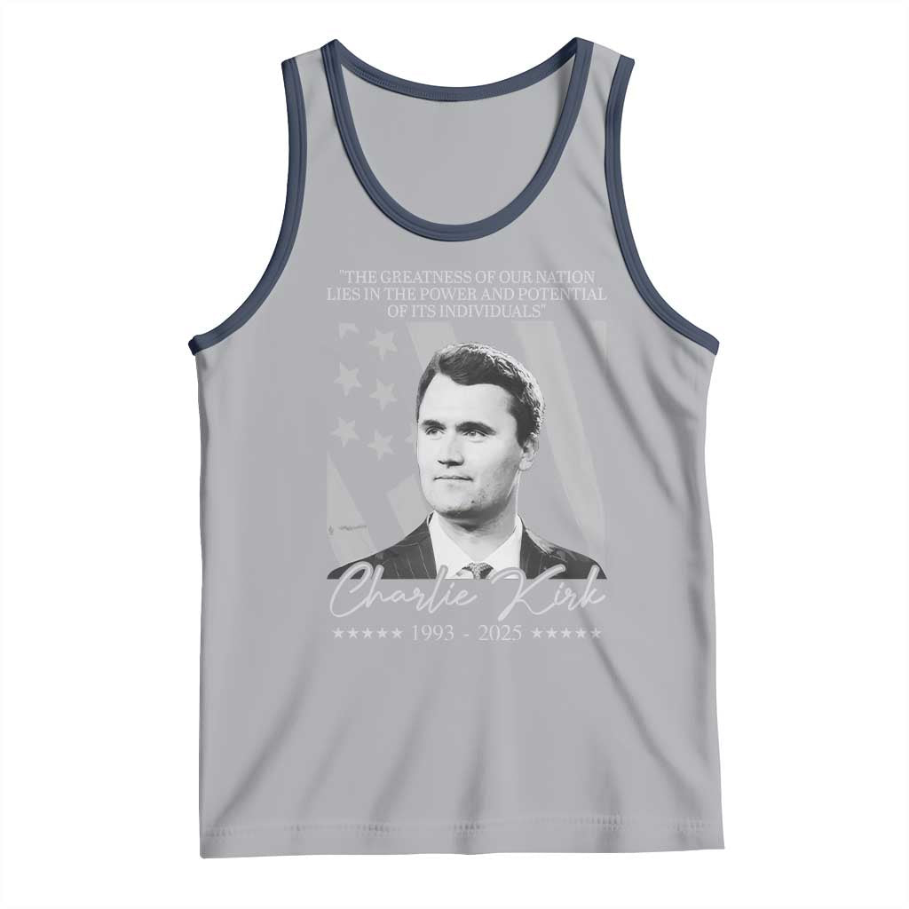 Charlie Kirk Tank Top The Greatness Of Our Nation Lies In The Power And Potential Of Its Individuals - Wonder Print Shop
