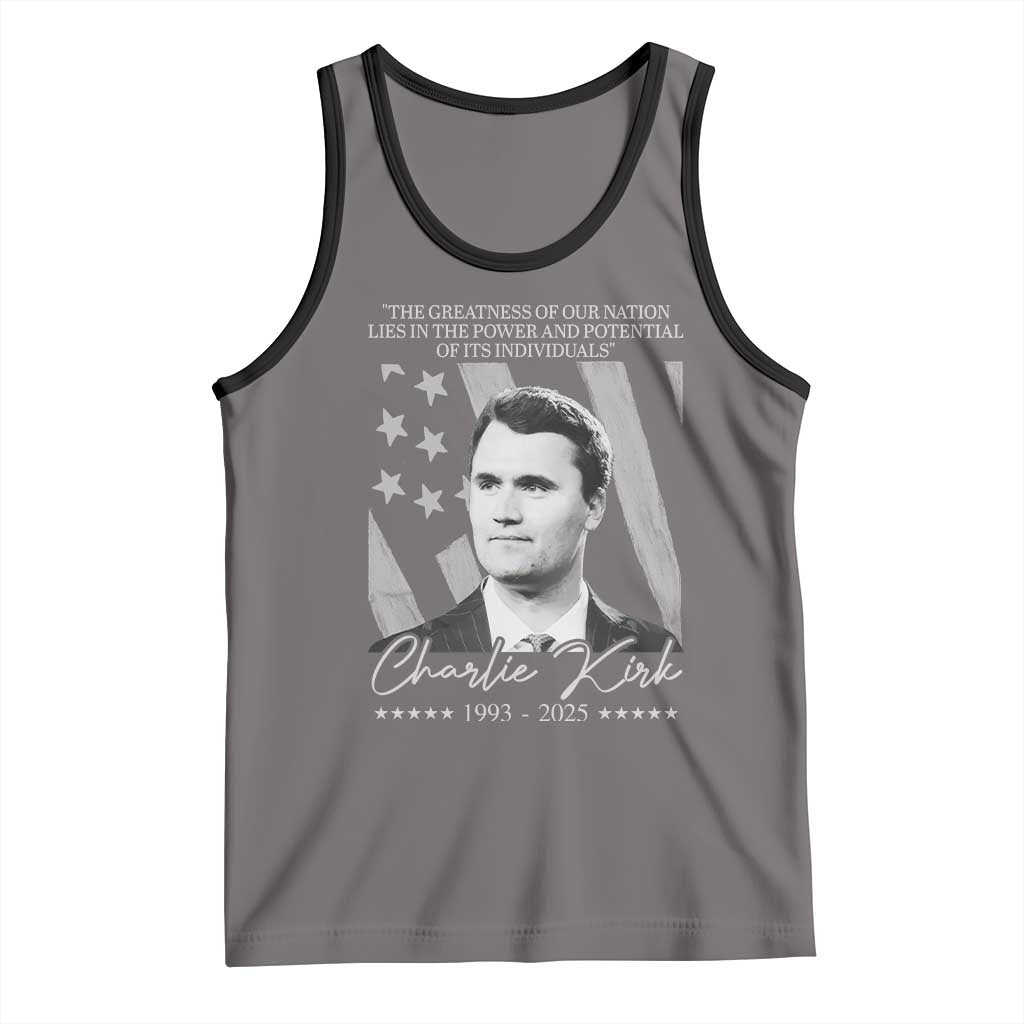 Charlie Kirk Tank Top The Greatness Of Our Nation Lies In The Power And Potential Of Its Individuals - Wonder Print Shop