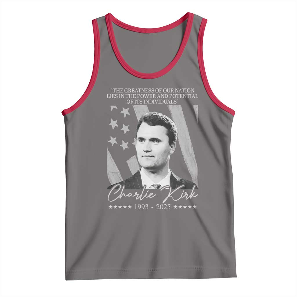 Charlie Kirk Tank Top The Greatness Of Our Nation Lies In The Power And Potential Of Its Individuals - Wonder Print Shop