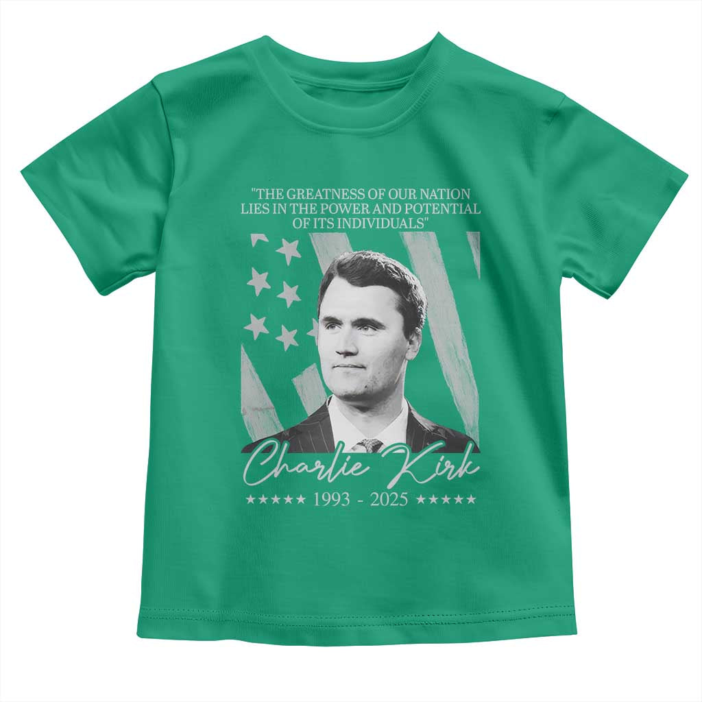 Charlie Kirk Toddler T Shirt The Greatness Of Our Nation Lies In The Power And Potential Of Its Individuals - Wonder Print Shop