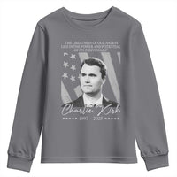 Charlie Kirk Youth Sweatshirt The Greatness Of Our Nation Lies In The Power And Potential Of Its Individuals - Wonder Print Shop